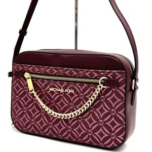 Michael Kors Large Jet Set Item EW Chain Xbody Crossbody Bag Ox Blood Multi